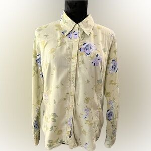 Vintage ST. JOHN’S BAY Floral Pale Green Button-Down Shirt